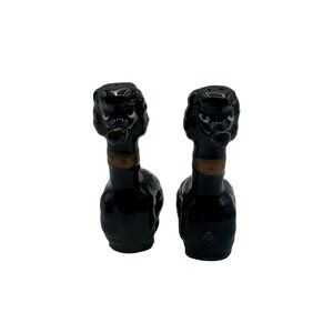 Vintage Black Poodle Salt & Pepper Shakers Hand-Painted Ceramic